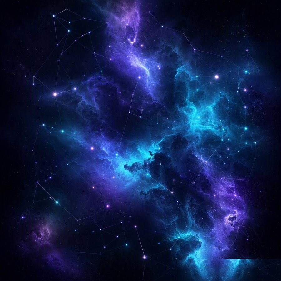 Chart No.001 — a nebula drawn with constellation lines